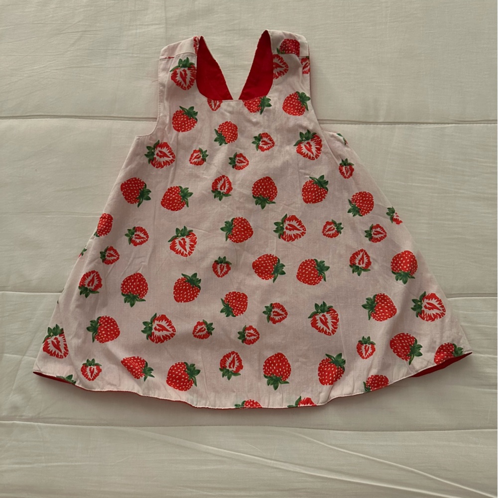 Strawberry Print Kids Overall Dress 12-18M